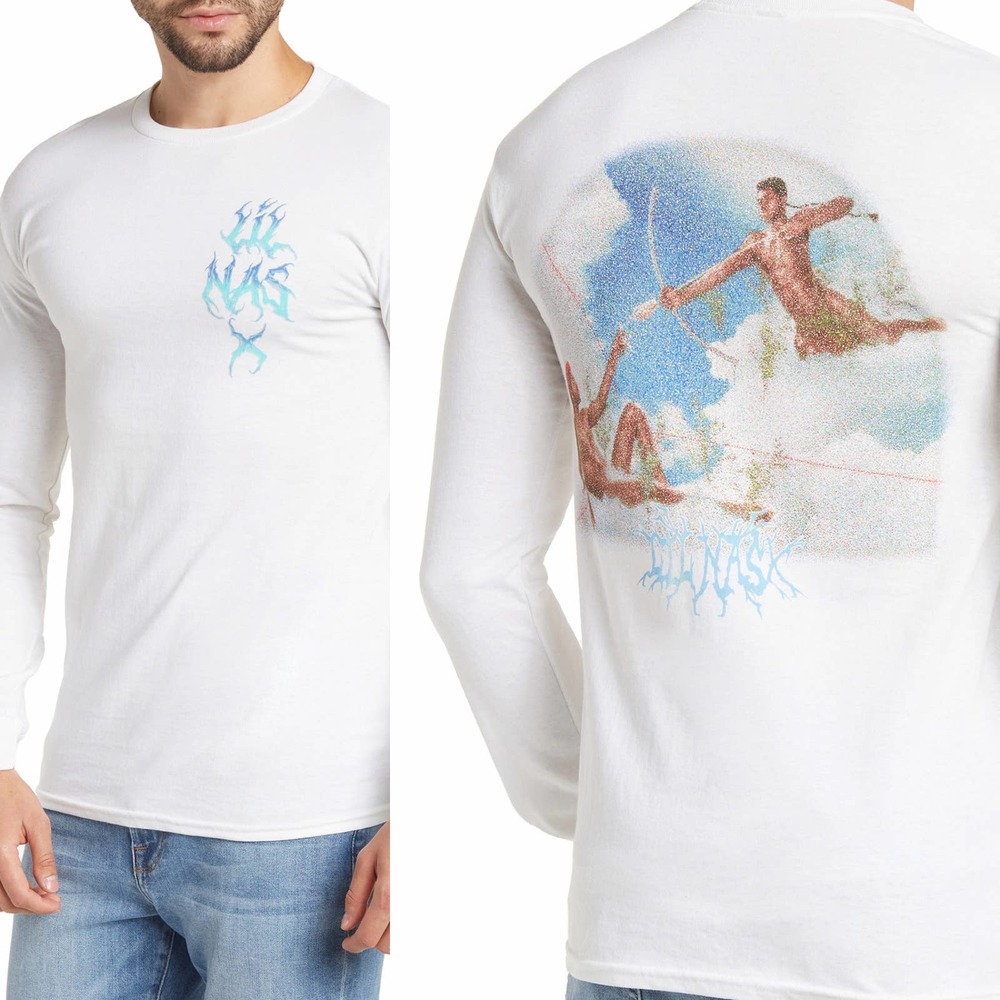 NWT Lil Nas X Long Sleeve T-Shirt Goodie Two Sleeves White Graphic on Back LARGE